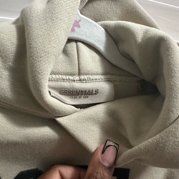 Essentials Kids Cream Hoodie with Black Print - Picture 2 of 4